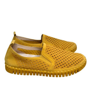 NEW Ilse Jacobsen Tulip 140 Perforated Slip-On Yellow Lightweight Sneakers